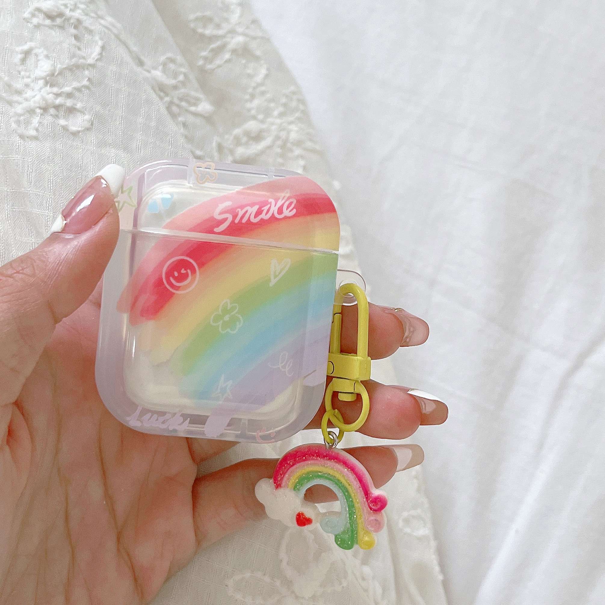 虹色スマイル柄AirPodsproケース