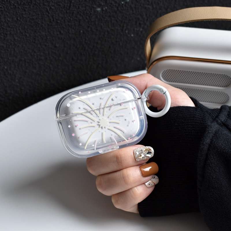 AirPodsproケース 花火デザイン アクセサリー付き イヤホンケース AirPods ケース