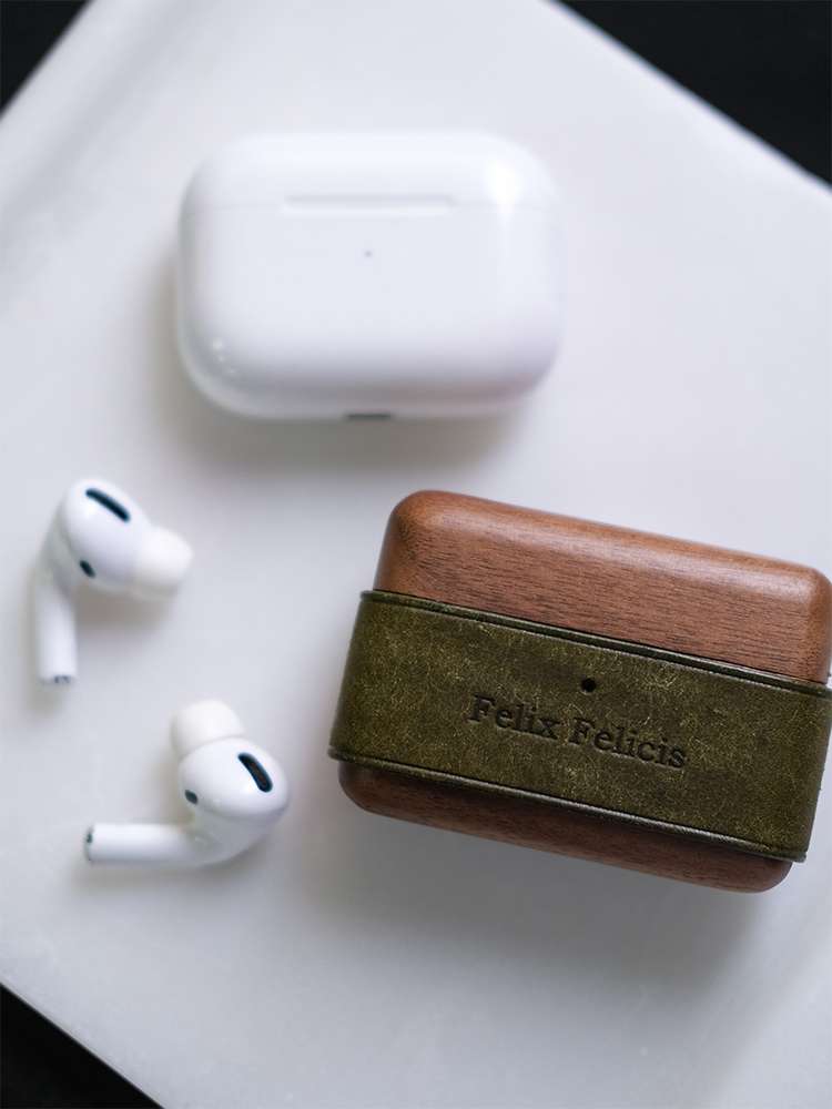 木製レザー調AirPodsproケース