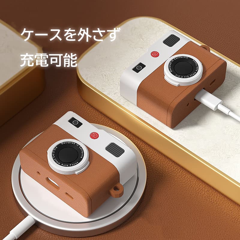 Airpodsケース カメラ型カラビナ付きエアーポッズケース送料無料