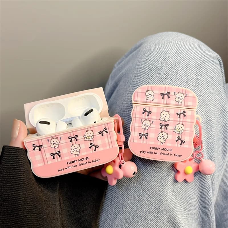 Airpodsケース うさぎと蝶結びの可愛いケース