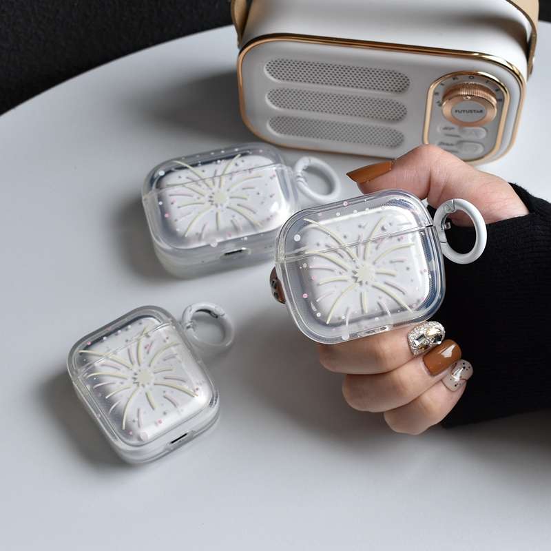 AirPodsproケース 花火デザイン アクセサリー付き イヤホンケース AirPods ケース