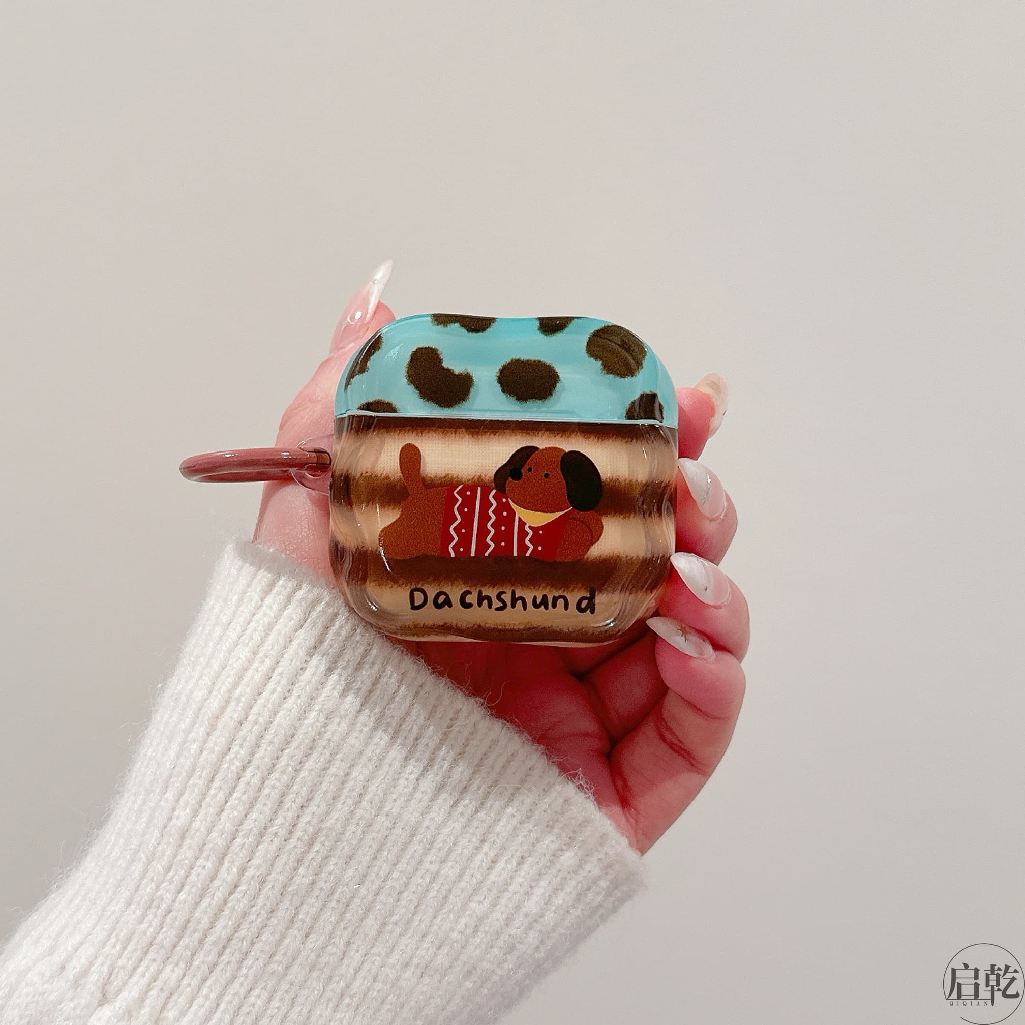 Airpodsケース かわいいダックスフンド柄イヤホンケース