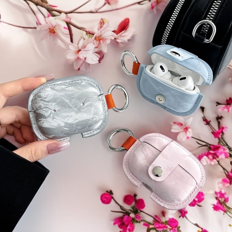 Airpodsケース シワ加工レザー風保護ケース
