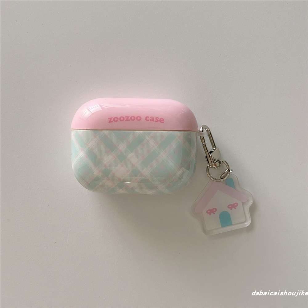 かわいいチェック柄AirPodsproケース