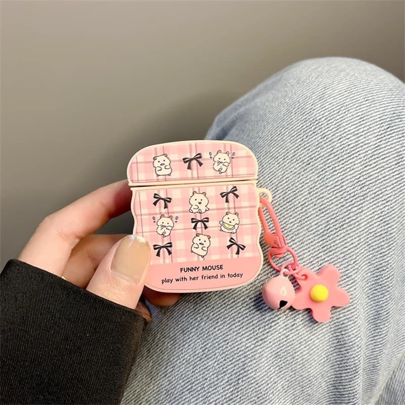 Airpodsケース うさぎと蝶結びの可愛いケース