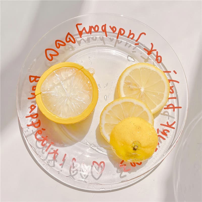 Airpodsケース レモン＆ライム柄 透明 耐衝撃 AirPods ケース