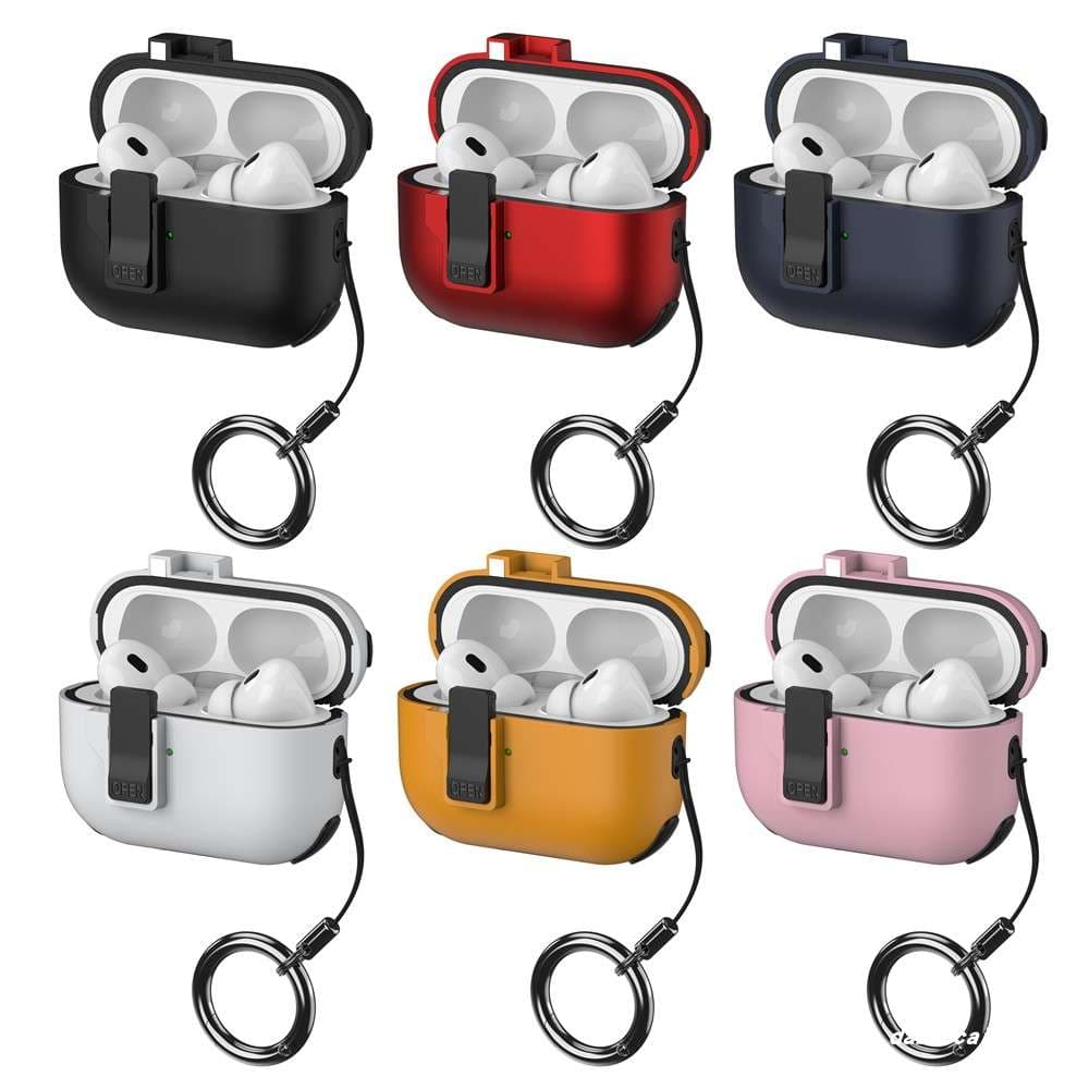 おすすめ 防水 シンプル カラビナ付き AirPods/AirPodsproケース AirPods ケース