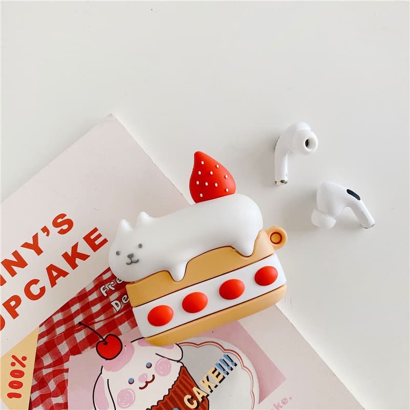 Airpodsケース いちごショートケーキ猫ちゃんエアーポッズケース