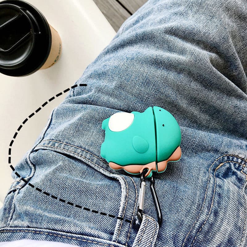 Airpodsケース Airpods可愛い恐竜デザイン イヤホンケース カラビナ付き