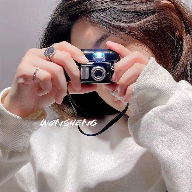 AirPodsproケース レトロカメラ風ミニチュアAirPodsproケース
