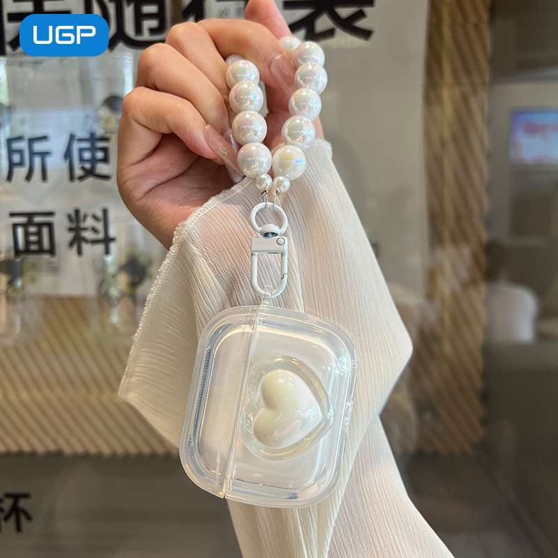 パールチェーン付きハートAirPodsproケース AirPods