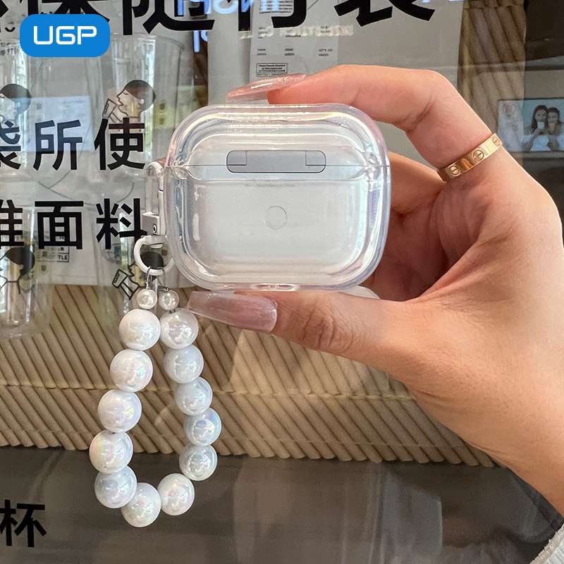 パールチェーン付きハートAirPodsproケース AirPods