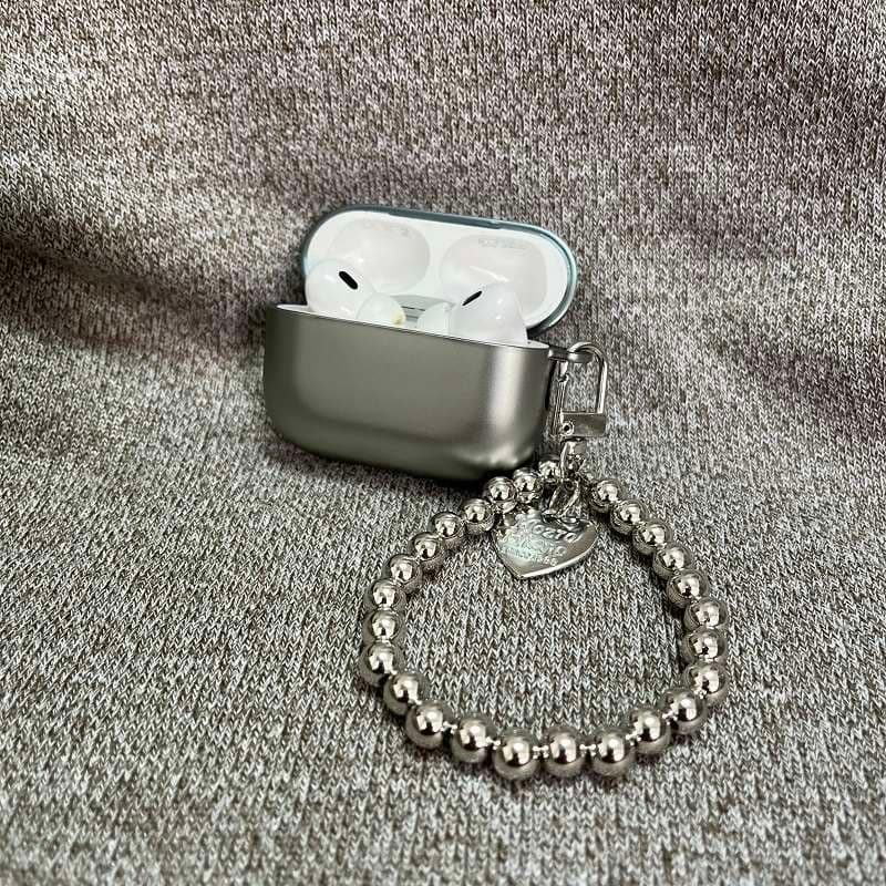 シルバーチャームブレスレット付きAirPodsproケース AirPods