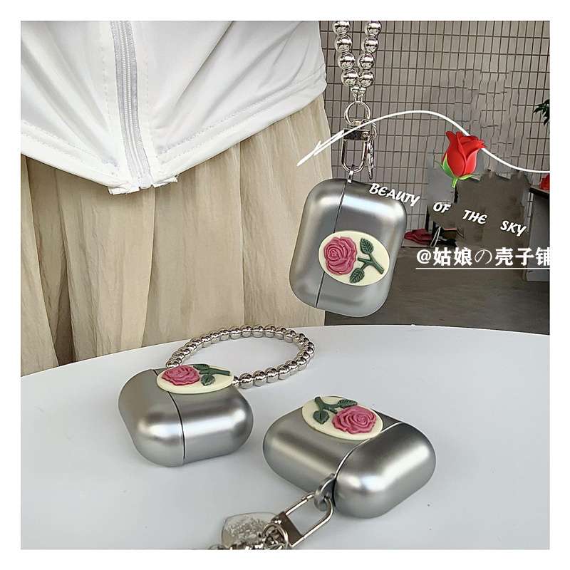 【廃盤】AirPodsproケース バラ柄 チャーム
