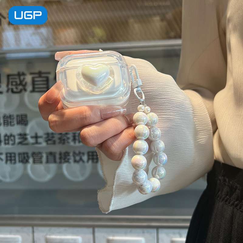 AirPods パールストラップ付きハート型AirPodsproケース