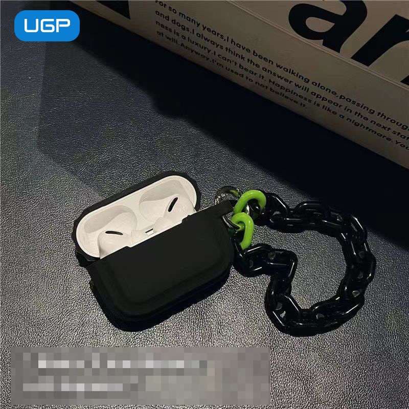 AirPods シックなブラックチェーン付きAirPodsproケース