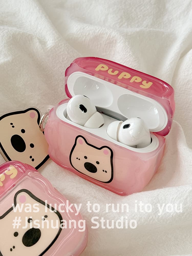 Airpodsケース かわいい子犬イラスト保護ケース