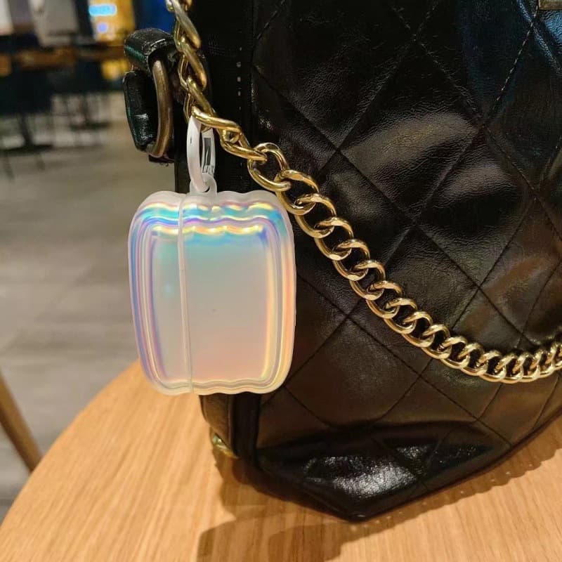 Airpodsケース 波紋模様のあるガラス風保護ケース