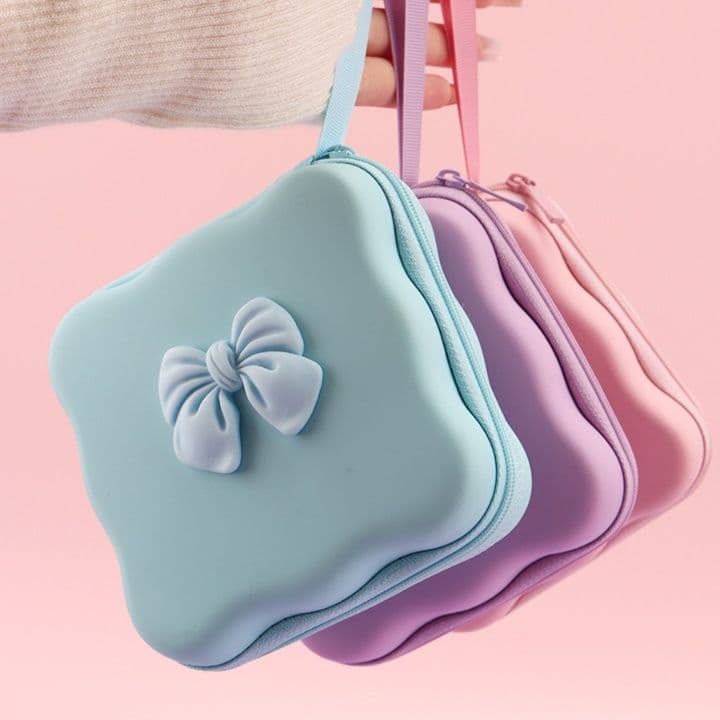 Airpodsケース リボンモチーフ付きポータブル収納ケース