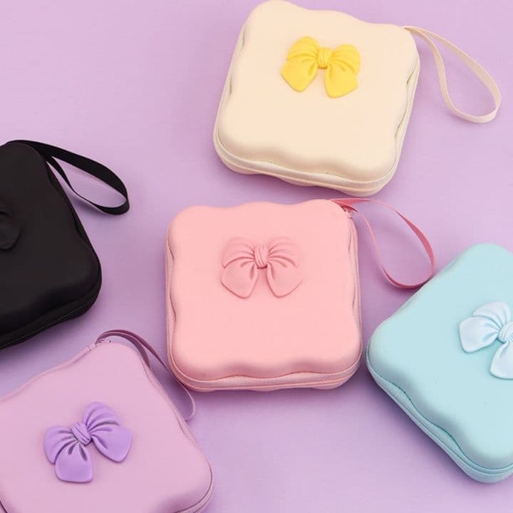 Airpodsケース リボンモチーフ付きポータブル収納ケース
