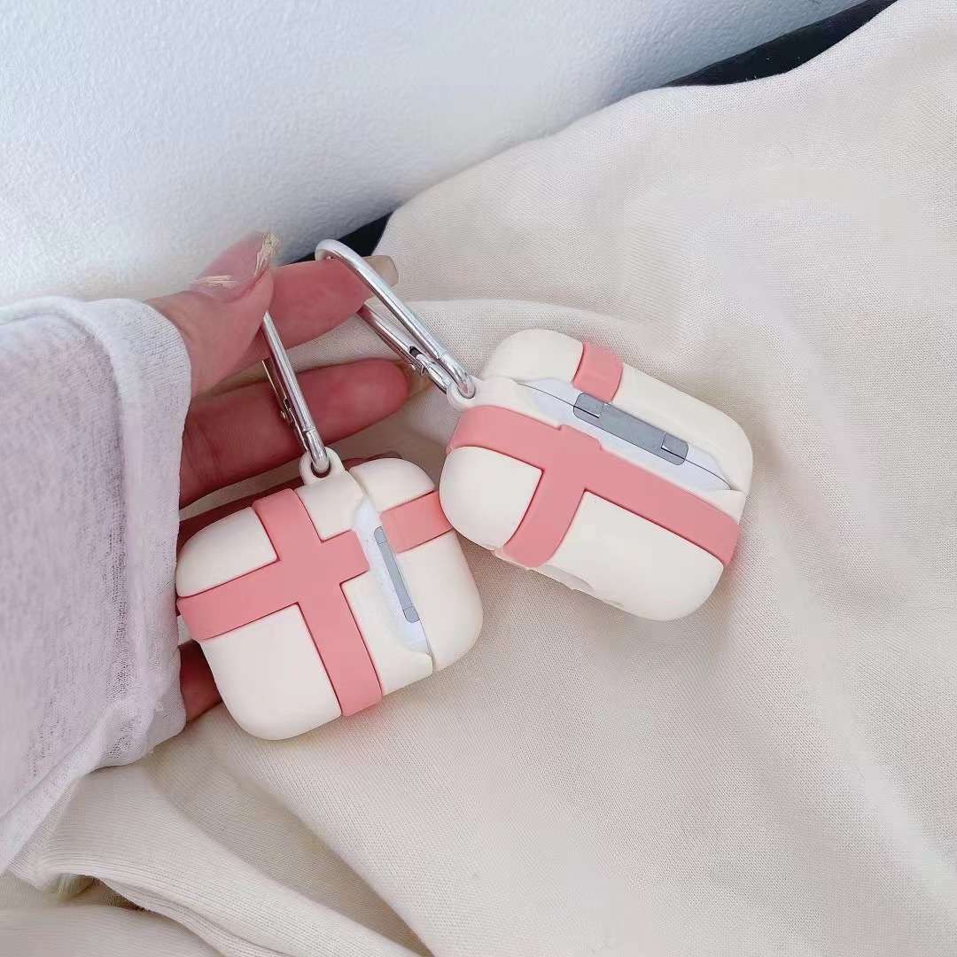 AirPodsproケース リボン付きギフトボックス風イヤホンケース