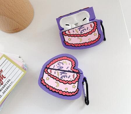 Airpodsケース 可愛いケーキ柄エアーポッズケース キーホルダー付き