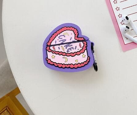 Airpodsケース 可愛いケーキ柄エアーポッズケース キーホルダー付き