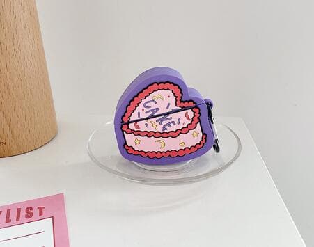 Airpodsケース 可愛いケーキ柄エアーポッズケース キーホルダー付き