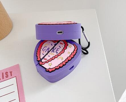Airpodsケース 可愛いケーキ柄エアーポッズケース キーホルダー付き