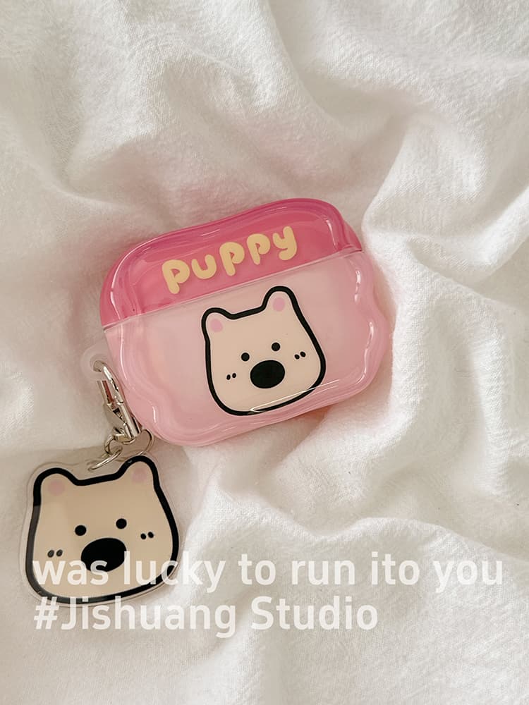 Airpodsケース かわいい子犬イラスト保護ケース