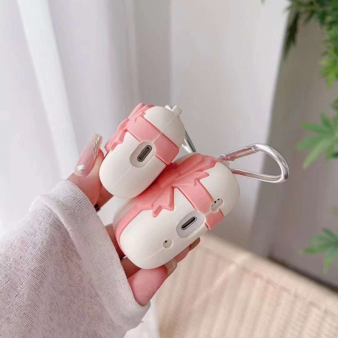 AirPodsproケース リボン付きギフトボックス風イヤホンケース