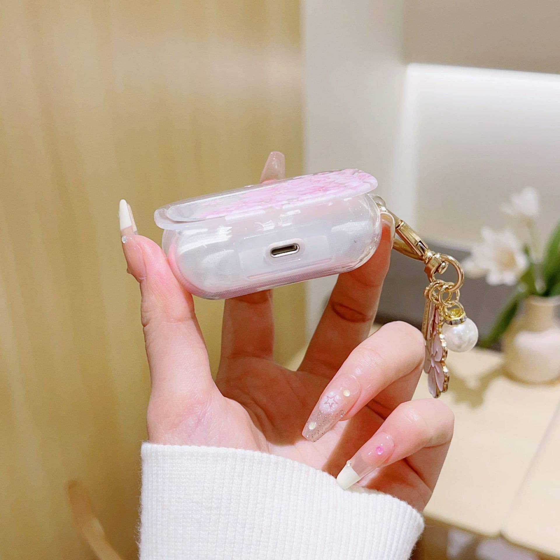 Airpodsケース 桜舞う春物語チャーム付きケース