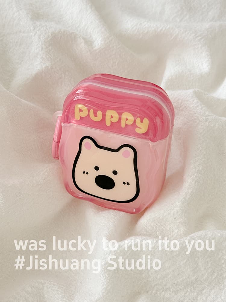 Airpodsケース かわいい子犬イラスト保護ケース